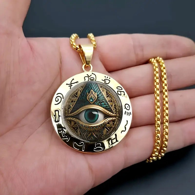 ✨ Vintage All-Seeing Eye Pendant Necklace – Zinc Alloy – Gold/Silver-Plated – Mysterious Retro Design for Everyday Wear and Evening Outings 🖤