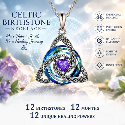 ✨Birthstone Celtic Trinity Knot Necklace – Meaningful Symbol of Love & Connection ❤️
