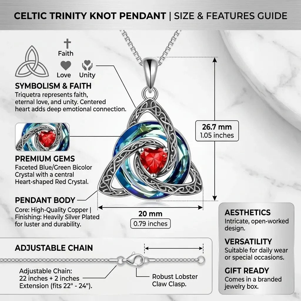 ✨Birthstone Celtic Trinity Knot Necklace – Meaningful Symbol of Love & Connection ❤️