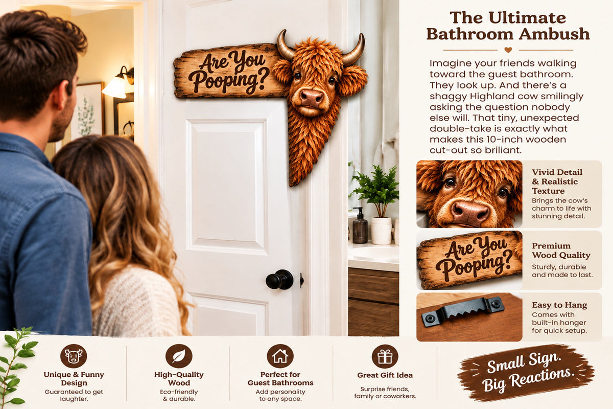 🚪 Funny Highland Cow Door Topper🐮