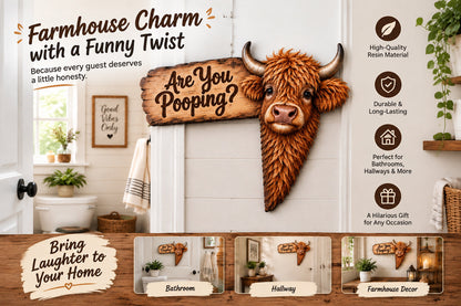 🚪 Funny Highland Cow Door Topper🐮