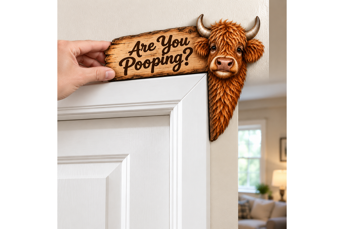 🚪 Funny Highland Cow Door Topper🐮