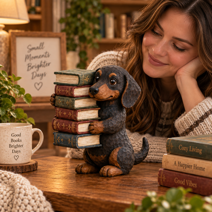 🐶 Reading Dog Figurine Decorative Ornaments | The Heartwarming Spirit of Loyal Reading Companions！