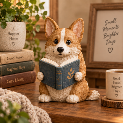 🐶 Reading Dog Figurine Decorative Ornaments | The Heartwarming Spirit of Loyal Reading Companions！