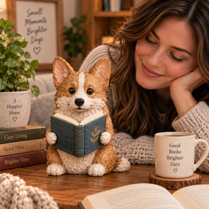 🐶 Reading Dog Figurine Decorative Ornaments | The Heartwarming Spirit of Loyal Reading Companions！