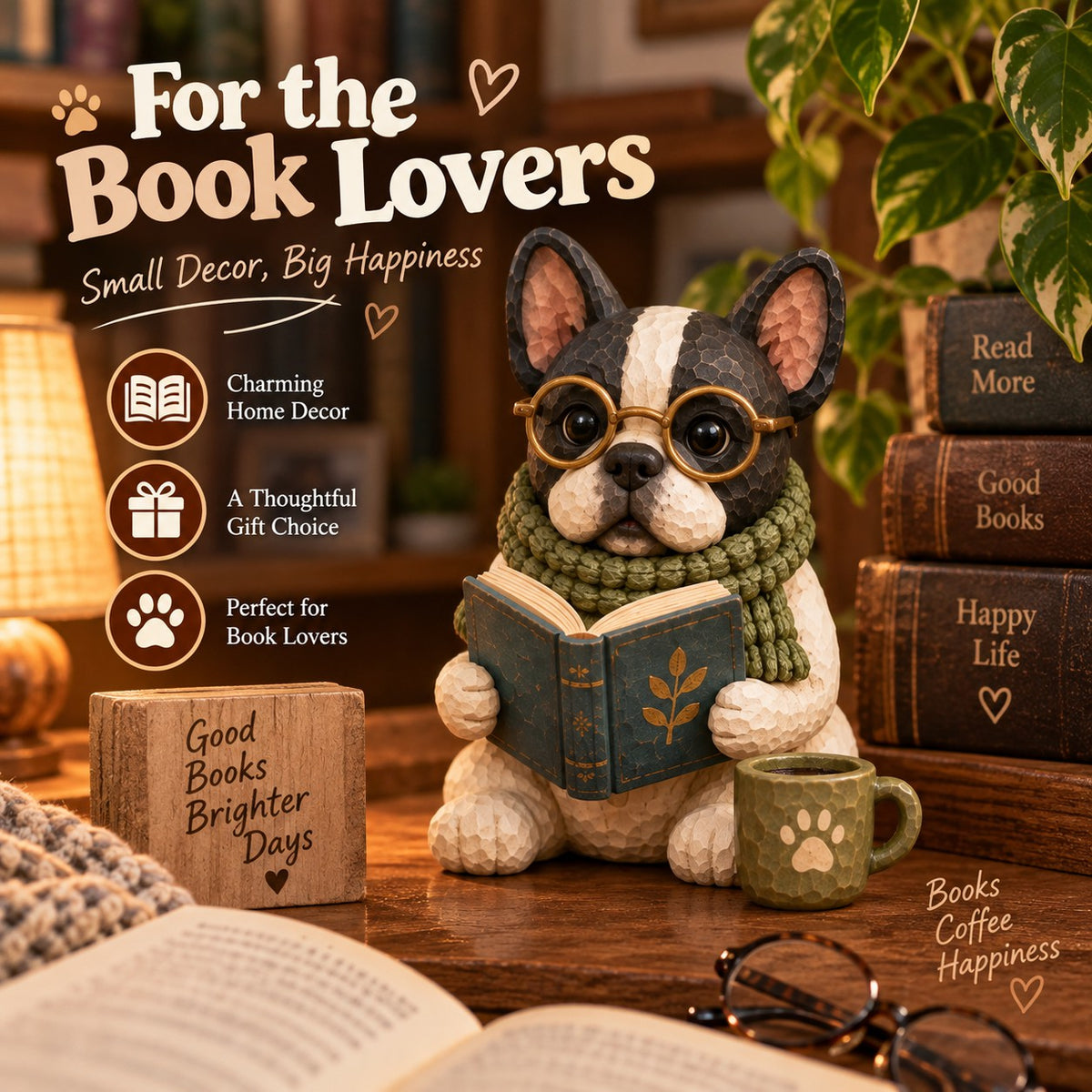 🐶 Reading Dog Figurine Decorative Ornaments | The Heartwarming Spirit of Loyal Reading Companions！