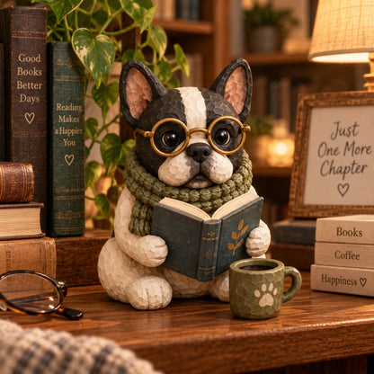 🐶 Reading Dog Figurine Decorative Ornaments | The Heartwarming Spirit of Loyal Reading Companions！
