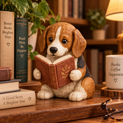 🐶 Reading Dog Figurine Decorative Ornaments | The Heartwarming Spirit of Loyal Reading Companions！