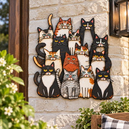 🐾Whimsical Cat Family Metal Wall Art