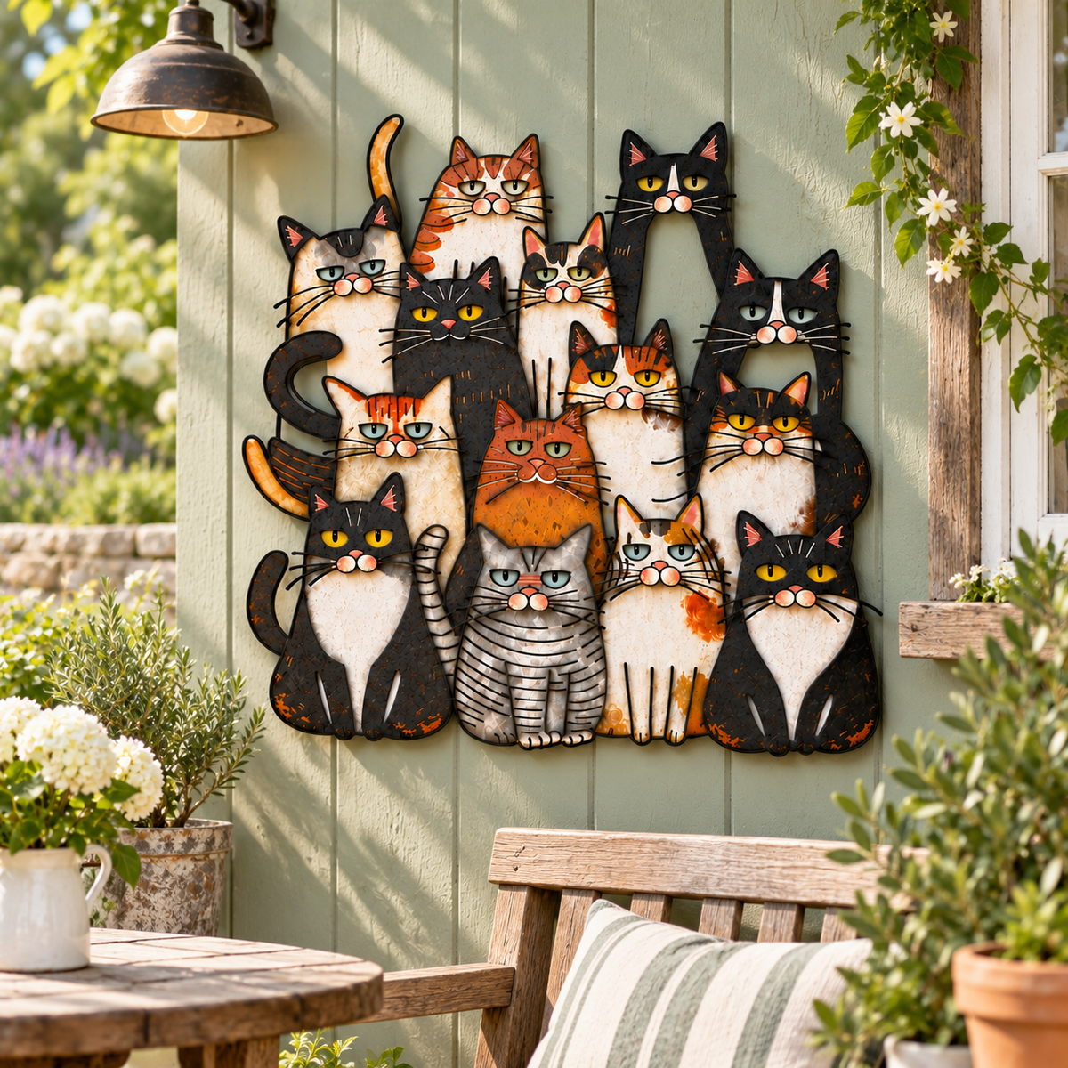 🐾Whimsical Cat Family Metal Wall Art