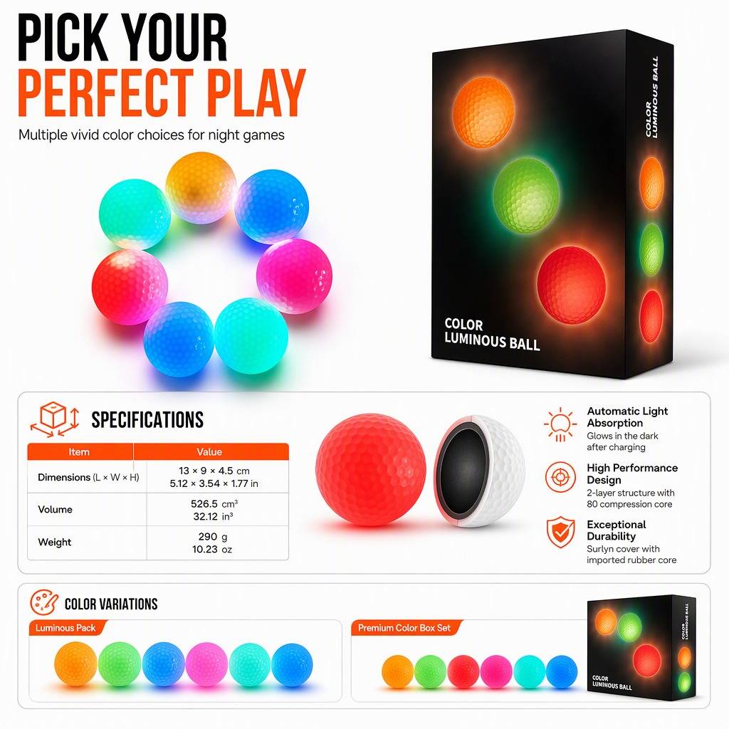 🌙Light Up LED Golf Balls Glowing Flashing Golf Balls for Night Play