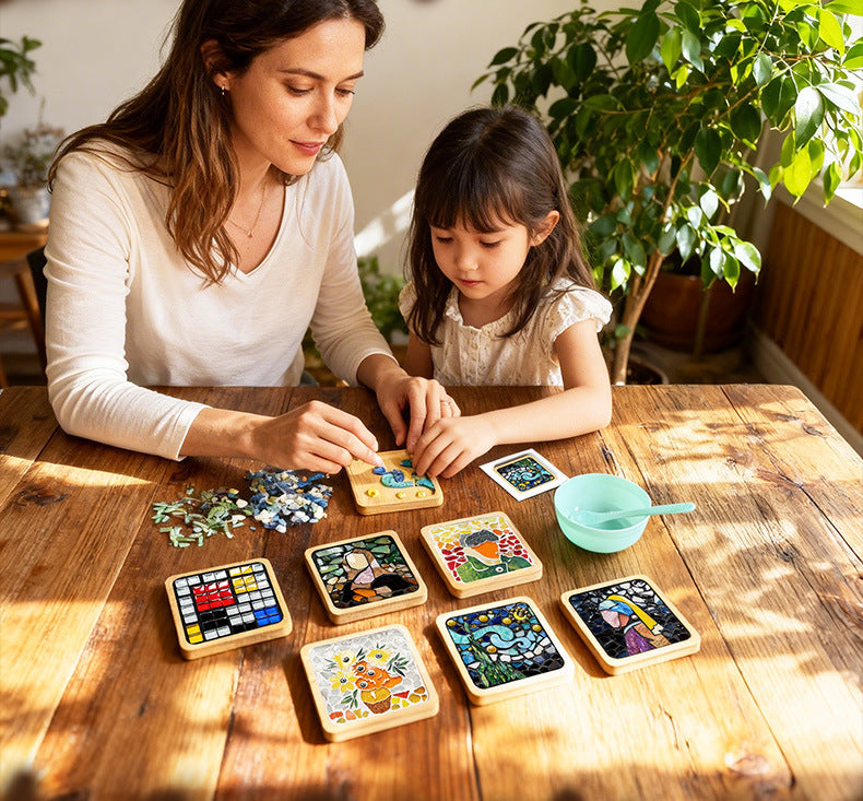 🎨DIY Mosaic Coaster Set – World-Famous Paintings Series: Handcrafted Creative Decal Artwork