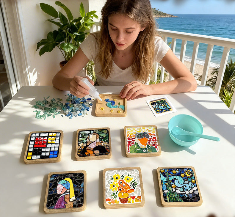 🎨DIY Mosaic Coaster Set – World-Famous Paintings Series: Handcrafted Creative Decal Artwork