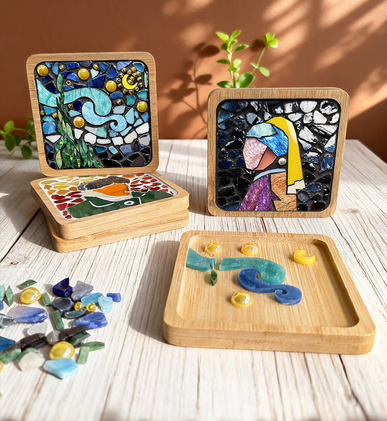 🎨DIY Mosaic Coaster Set – World-Famous Paintings Series: Handcrafted Creative Decal Artwork