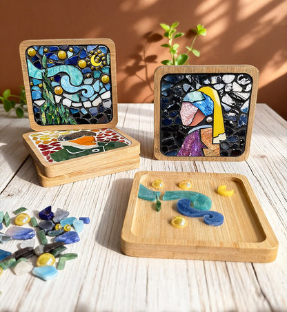 🎨DIY Mosaic Coaster Set – World-Famous Paintings Series: Handcrafted Creative Decal Artwork
