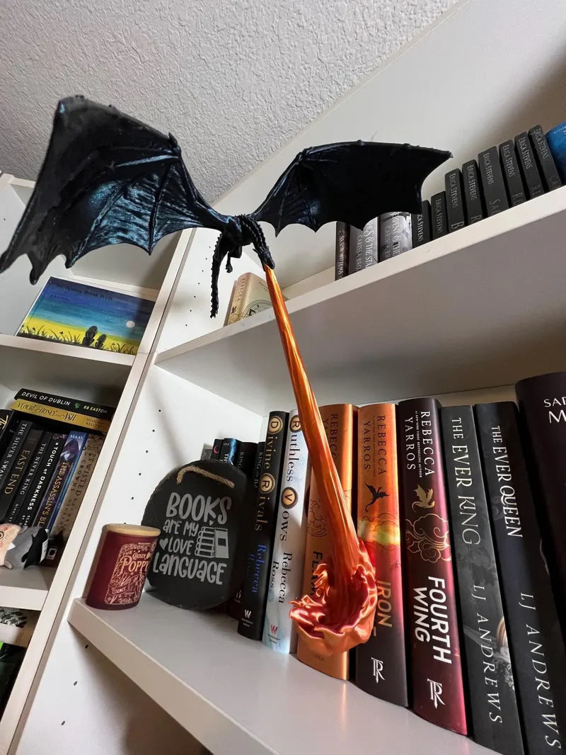 🐉 Vuurspuwende draak-boekenplankdecoratie-lamp + LED-vlamverlichtingsset