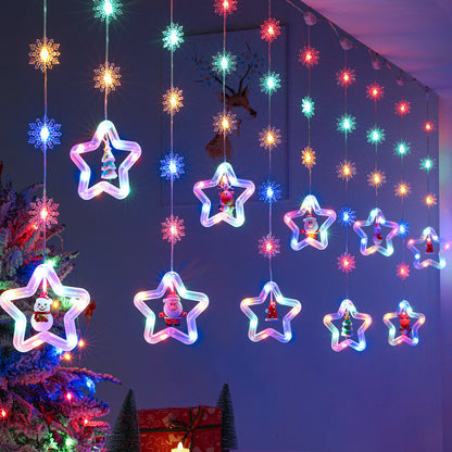 🎄Christmas Curtain Lights – Remote Control & 8 Lighting Modes for Cozy Holiday Windows ✨🎁