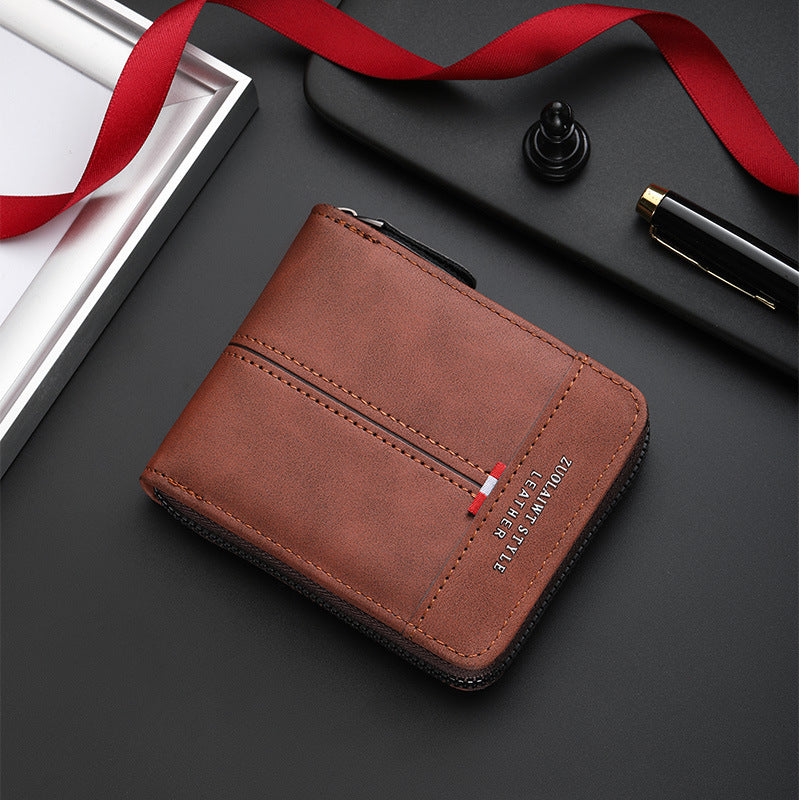 🔥🎉 Men's PU Leather Zip-Around Bifold Wallet
