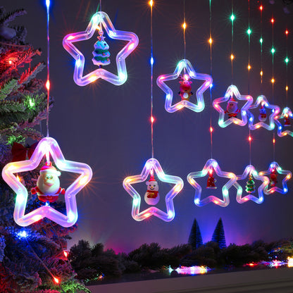 🎄Christmas Curtain Lights – Remote Control & 8 Lighting Modes for Cozy Holiday Windows ✨🎁