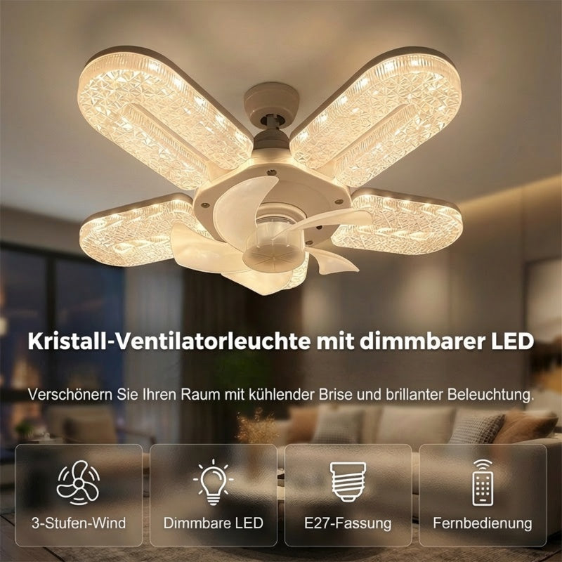 LED fan light with 5 blades and crystal effec