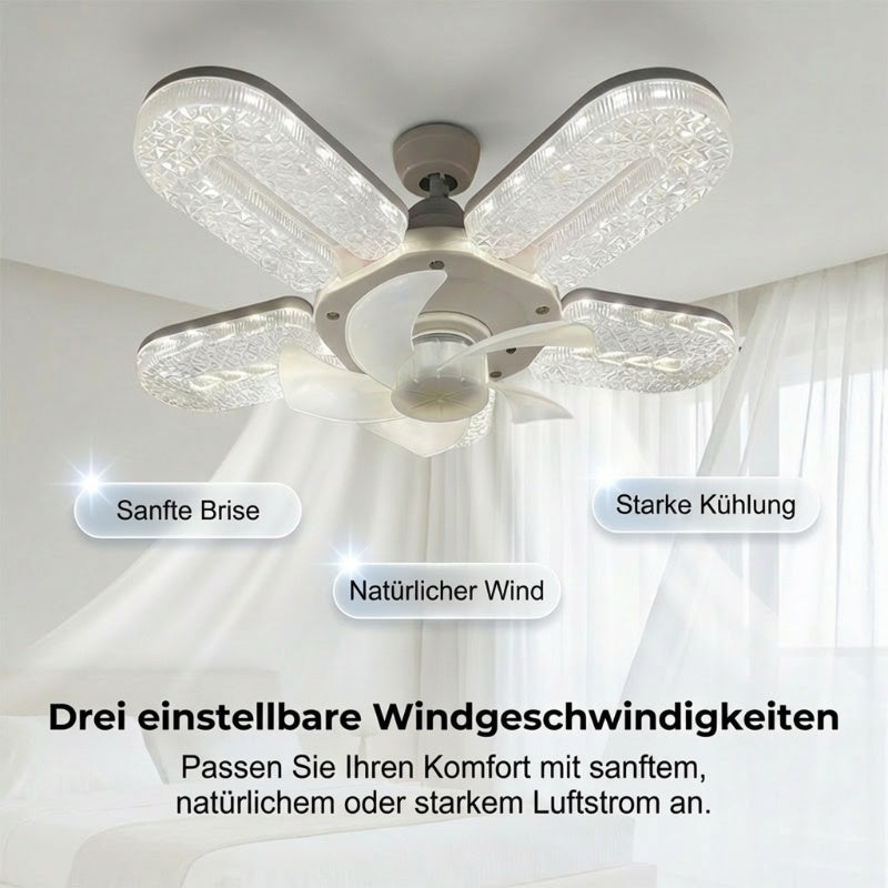 LED fan light with 5 blades and crystal effec