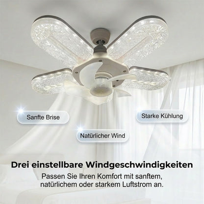 LED fan light with 5 blades and crystal effec