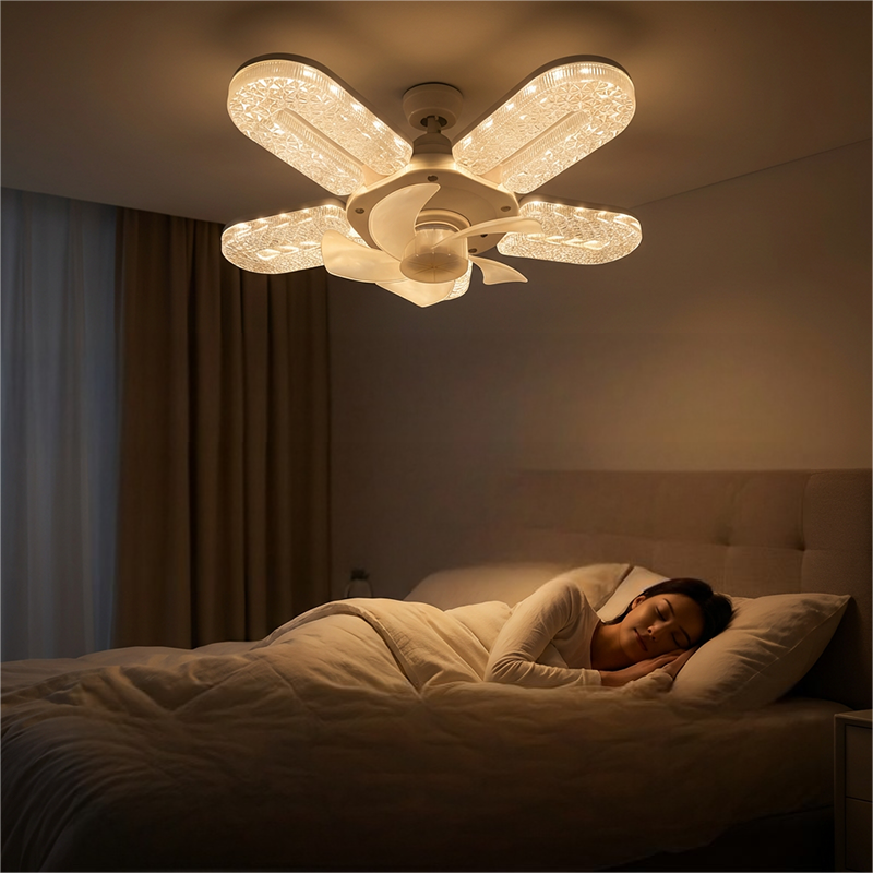 LED fan light with 5 blades and crystal effec