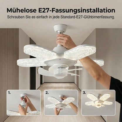 LED fan light with 5 blades and crystal effec