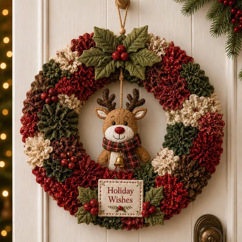 🎄 3D Fabric Poke Wreath DIY Kit