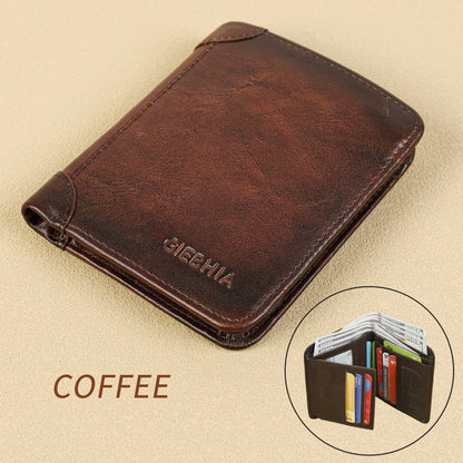 Men’s Genuine Leather RFID-Blocking Wallet | Ultra-Slim Cowhide Wallet with Multiple Card Slots