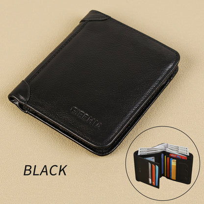 Men’s Genuine Leather RFID-Blocking Wallet | Ultra-Slim Cowhide Wallet with Multiple Card Slots