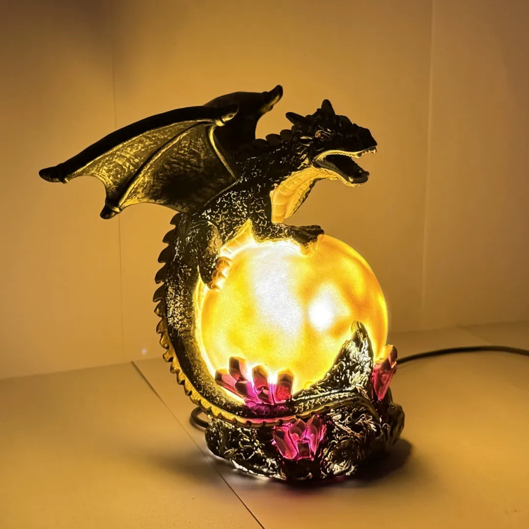 💡Dragon LED Night Light – 🐉Resin Dragon Table Lamp, Creative Bedside & Desktop Decorative Ornament for the Bedroom, Study and Home Decor