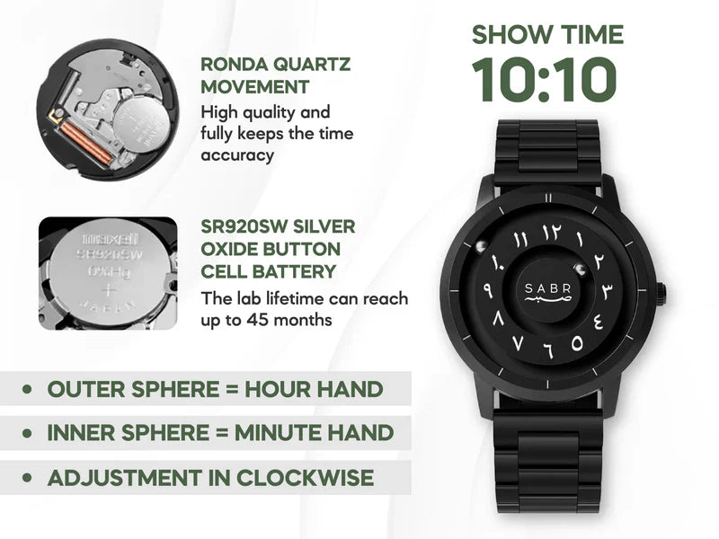 Magnetisk rullbollsupphängning herrklocka