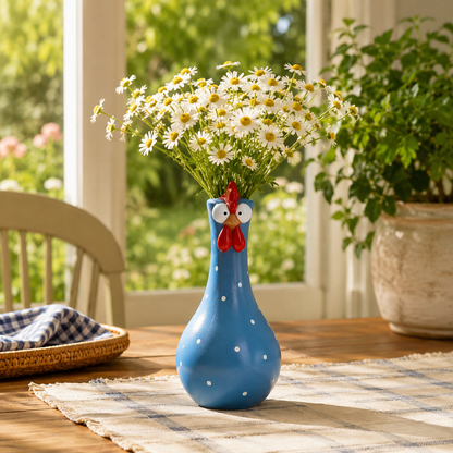 Cluck & Bloom-Whimsical Chicken Flower Vase