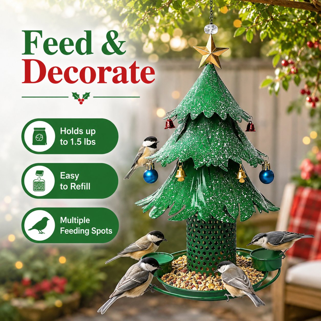 🐦Christmas Tree Bird Feeder 🎄 Festive Backyard Holiday Decor