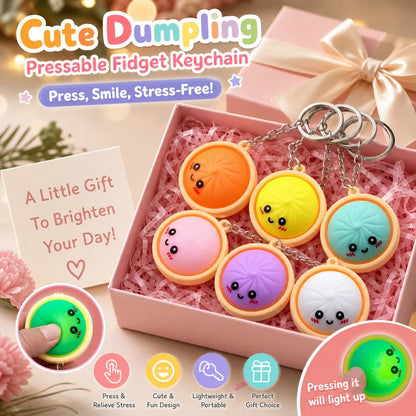 🔥  Cute Dumpling Pressable Fidget Keychain - touch sensing light