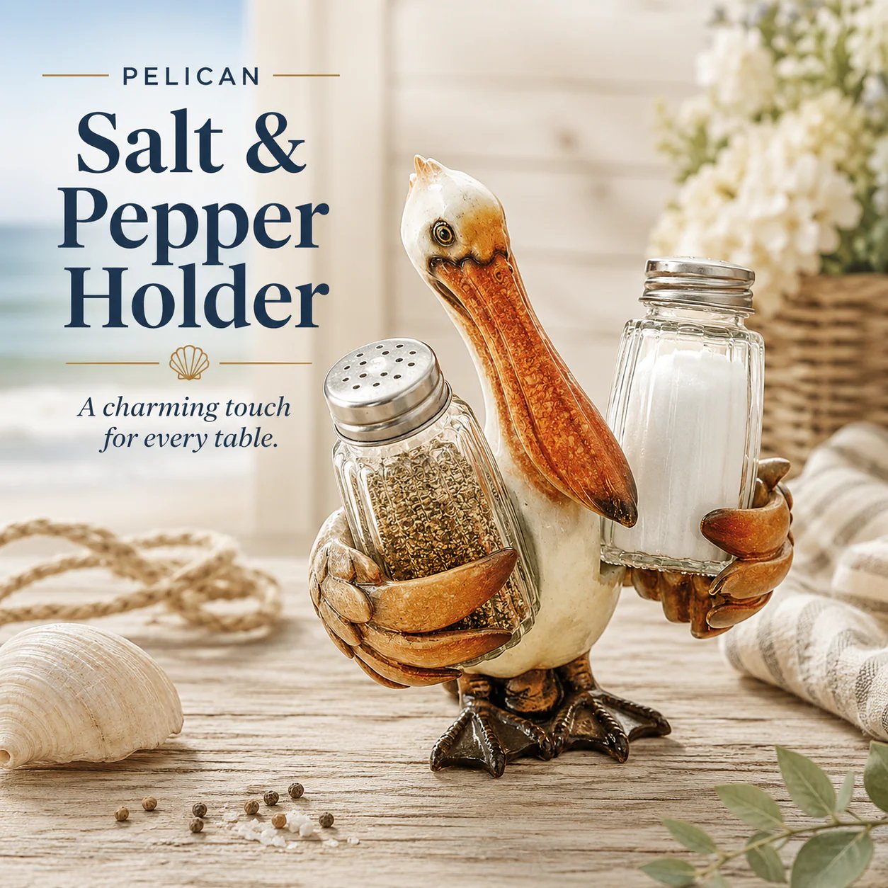 🐬Coastal Animal Salt & Pepper Shaker Holder Set