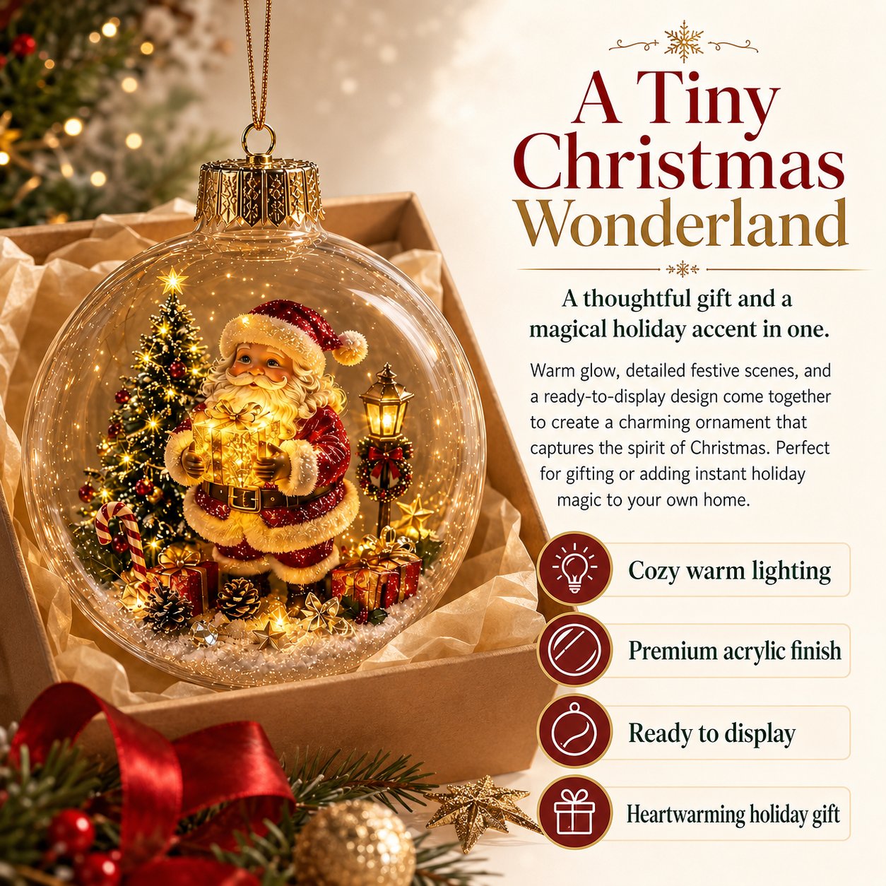 🎄Glowing Christmas Diorama Ornament – A Tiny Winter World in the Palm of Your Hand👼