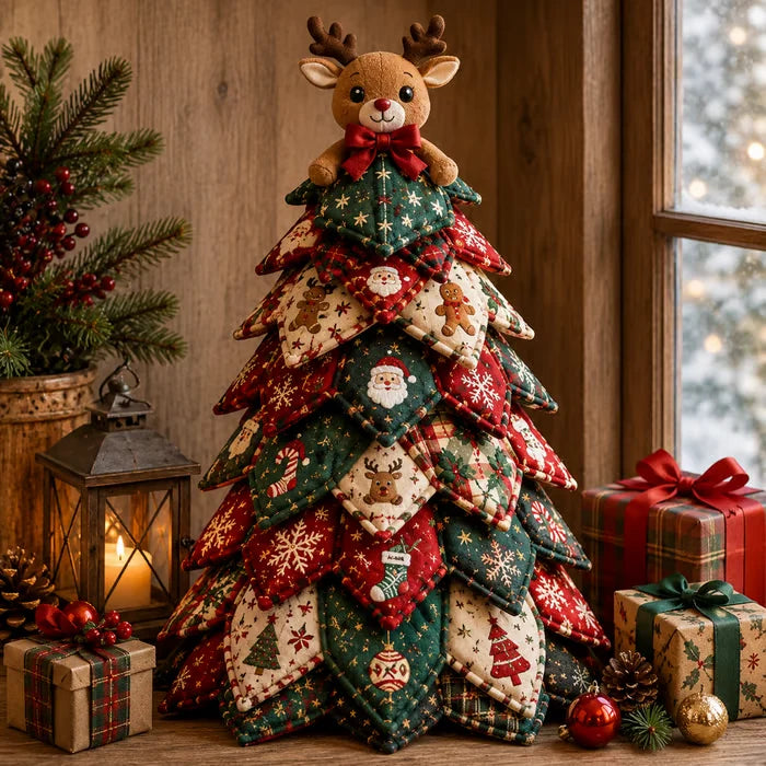 🎄🧵DIY Quilted Christmas Tree Kit – Handmade Fabric Holiday Tabletop Tree Decor