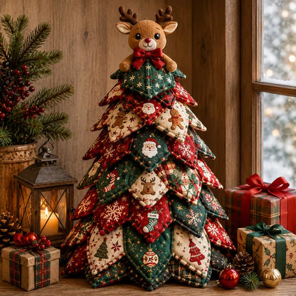 🎄🧵DIY Quilted Christmas Tree Kit – Handmade Fabric Holiday Tabletop Tree Decor