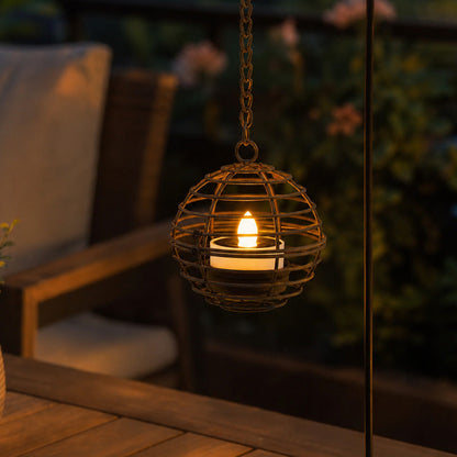Solar Powered Spherical Candle Lanterns - Metal Hanging Lights for Garden & Patio Decor
