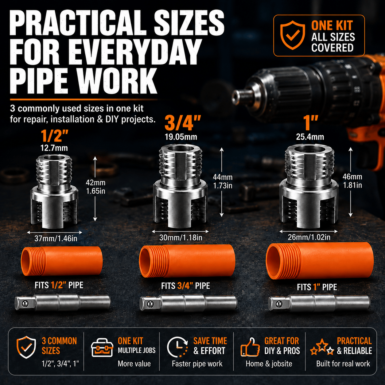 🔧 Drill-Powered Pipe Threading Tool Kit