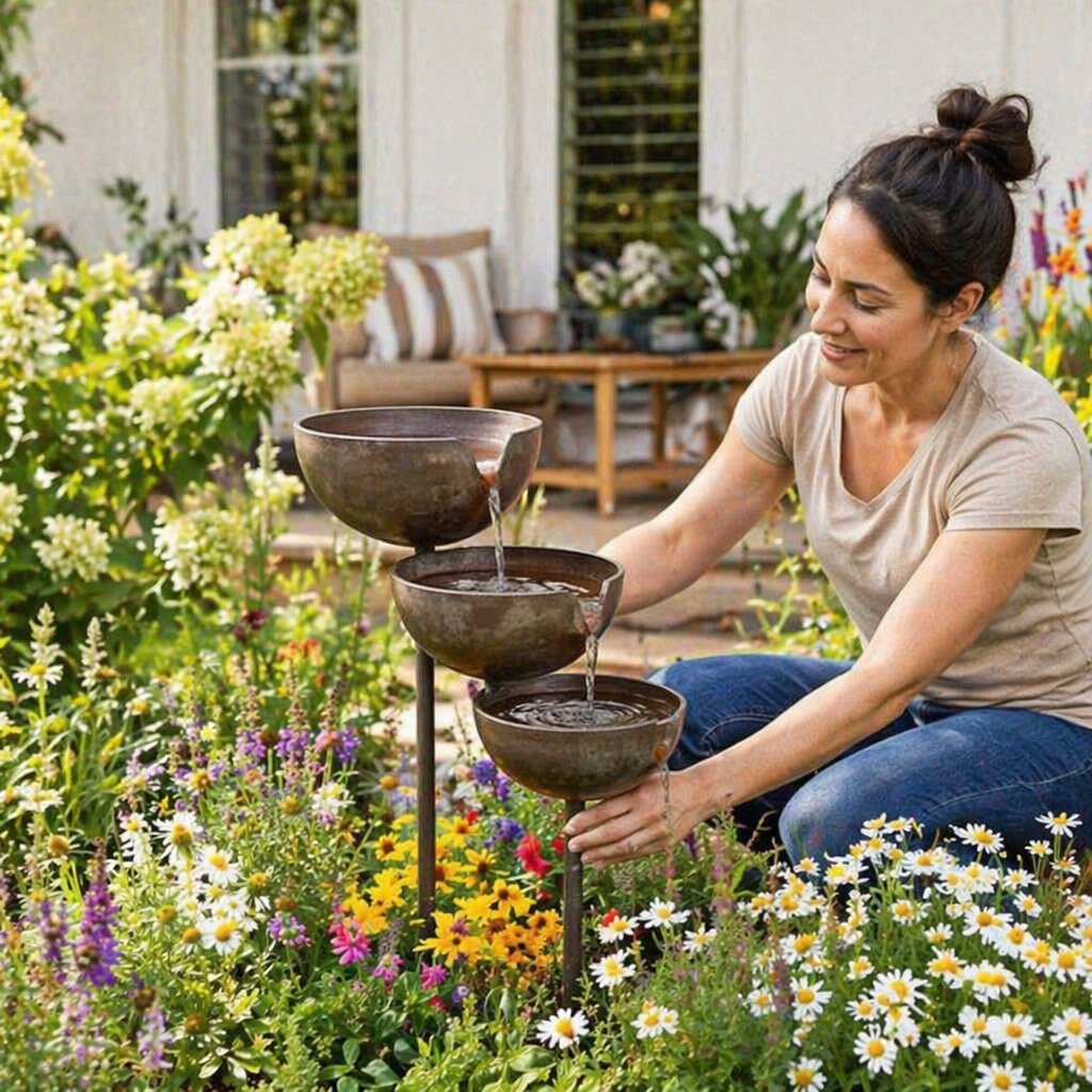 🐦Bring Life Back To Your Garden – 🌿Peaceful Cascading Rain Catcher Bird Bath For Welcoming Garden Wildlife🌿