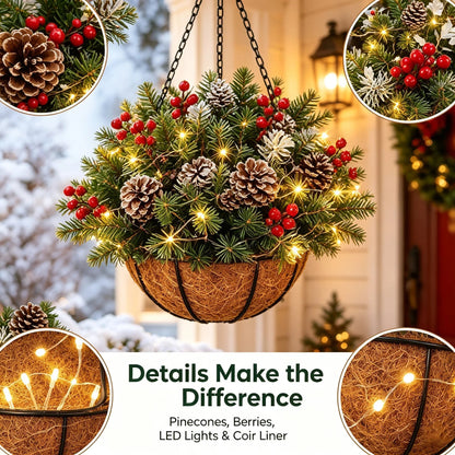 🎄 🏆Christmas basket with built-in lights |🎄 With built-in lights, weatherproof, and maintenance-free