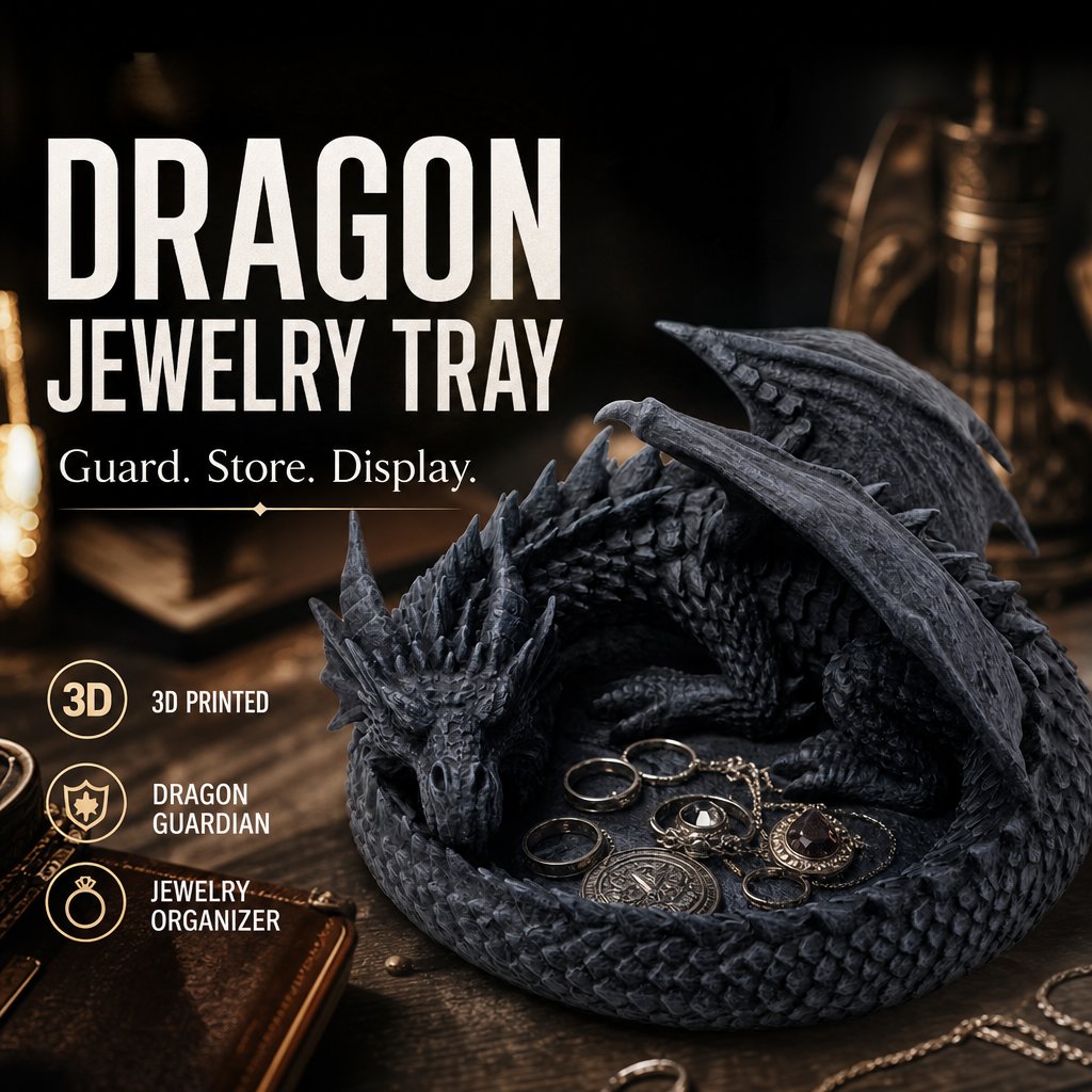 🐉Dragon Guardian 3D Printed Jewelry Tray - The Dragon’s Treasure!