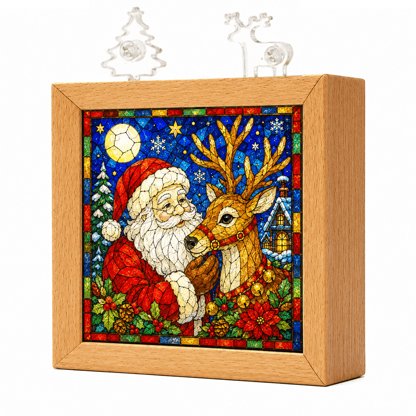 🧩Acrylic Puzzle Night Light - Santa Claus and Reindeer