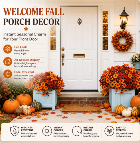 🍂Adjustable Fabric Fall Flower Bouquet Sets for Indoor & Outdoor Decor