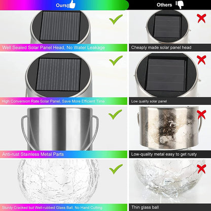 Solar Mosaic Crackle Globes LED trädgårdslampor/Solar Crack Glass LED Chandelier