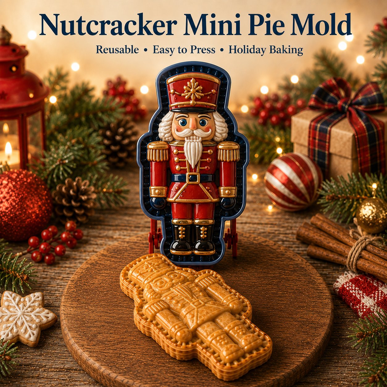 🎄8-Design Christmas Mini Pie Mold Collection| Reusable Embossed Molds