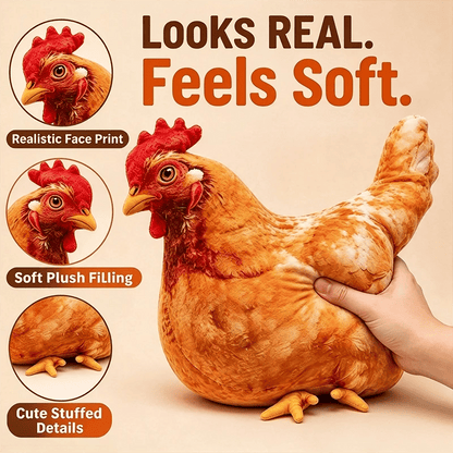 🐔 Chicken-Shaped Plush Pillow – Cute Realistic Hen Stuffed Animal & Cozy Home Decor Cushion ✨